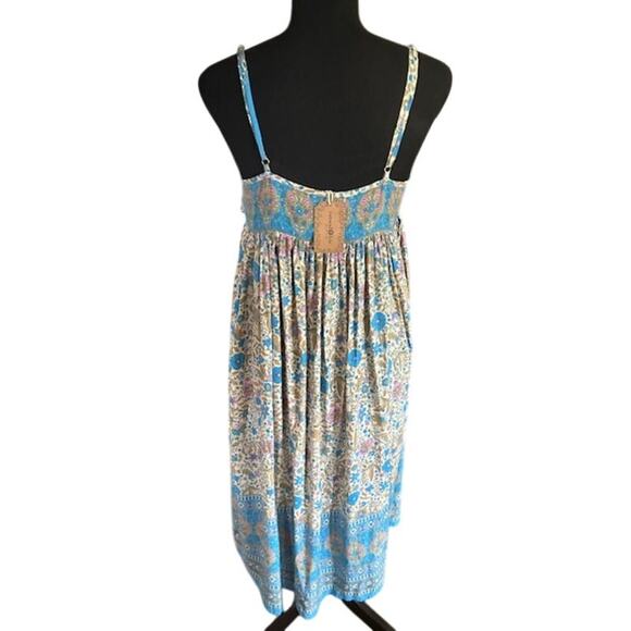 Natural Life Boho Floral Sundress - XS - Blue/Tan Rayon NWT - Picture 4 of 7